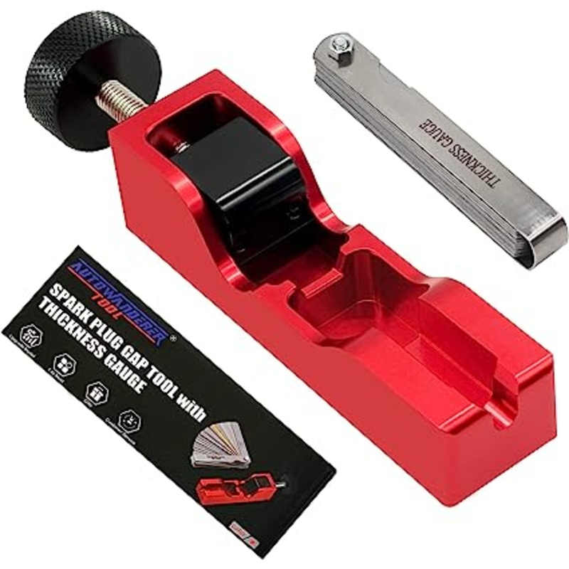 AutoWanderer Tool Universal Spark Plug Gap Tool with Feeler Gauge Spark Plug Gapper for rj19lm 10mm 12mm 14mm 16mm Spark Plugs, Spark Plug Gapping Adjustment Tool, red