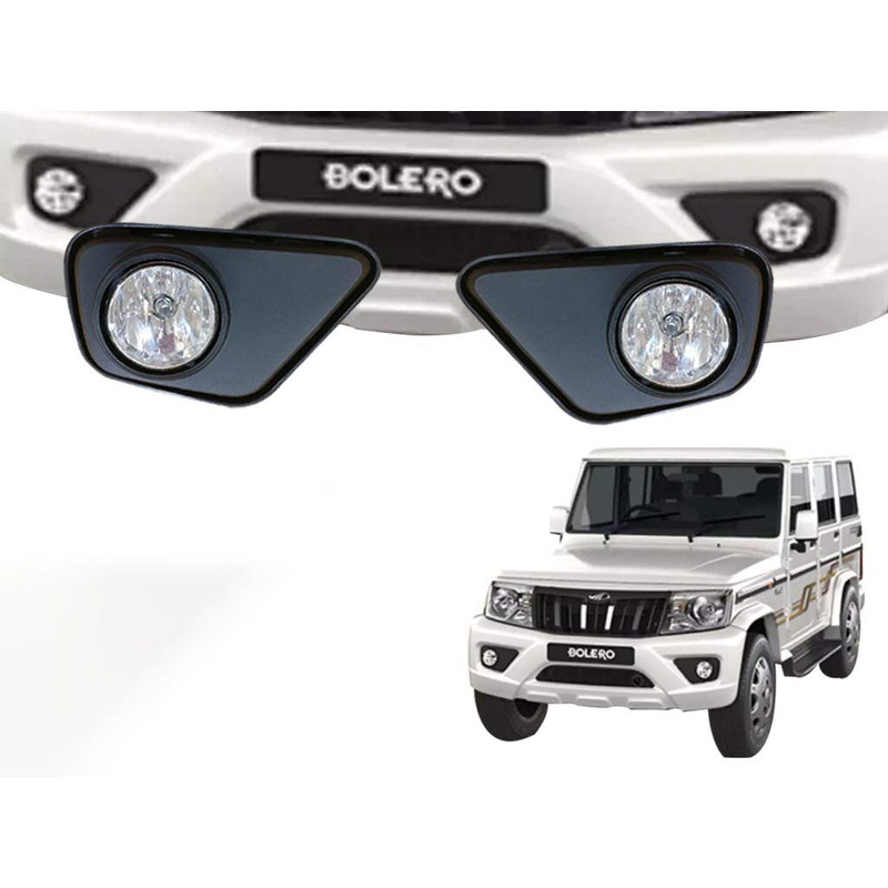 Car Fog Lamp Lights Set of 4 Pcs (Left+Right) – 1 Set Fog Lamps + 1 Set Plastic Cover Compatible with- Bolero 2020