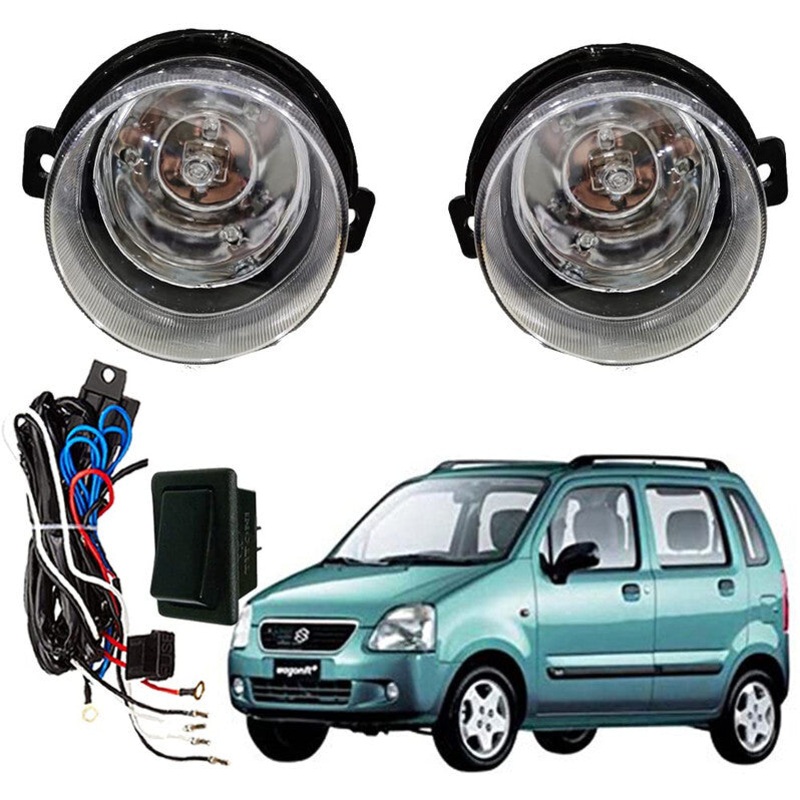 Car Fog Lamp Lights With Wiring kit and Switch Compatible with- WagonR Old (Without Plastic Sash Cover) (Medium, Set of 2)