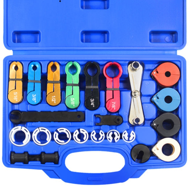 Fuel Line Disconnect Tool Set & Master Quick Disconnect Tool Kit for AC Fuel Line Transmission Oil Cooler Line Disconnects Compatible with Most Ford Chevy GM Models Blue