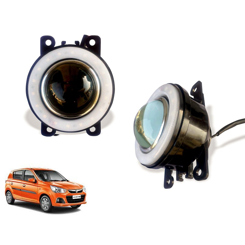 Premium Quality LED Lens Fog Light with Halo Ring Angel Eye lights (Set of 2)