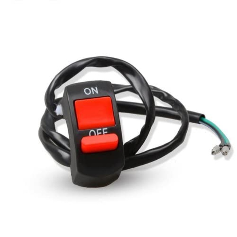 12 Volts Universal Handle Bar Switch – Piano Type Red Button for-Universal for Hazard, Extra Horn, Headlight Switch On Off Button for Bike – Black