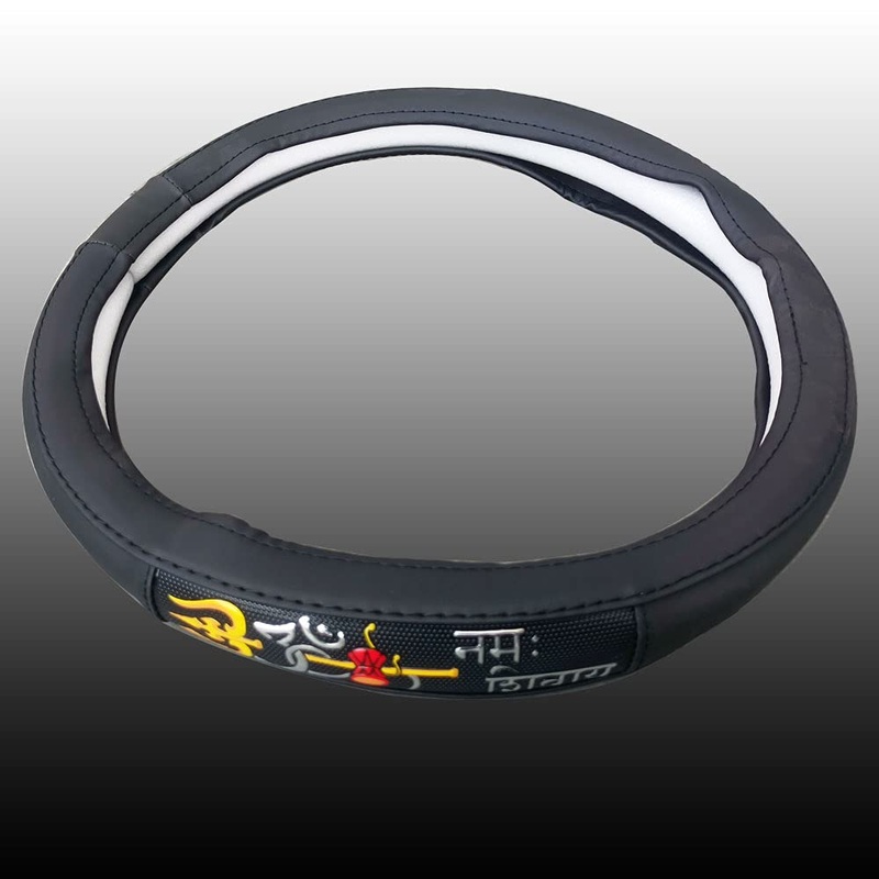 Ring Type Car Steering Wheel Cover Universal Genuine PU Non-Slip Natural Rubber Well Padded Grip Breathable Leatherite Compatible with- Ertiga (Diamond Media Brown Beige)