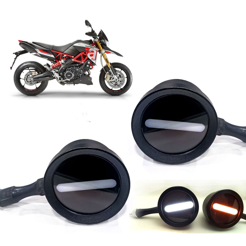 Yellow & White LED Turn Signal Light Bike Front Indicator Lights Universal Bike (Pack of 2)