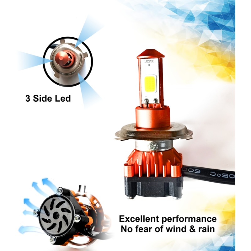 Auto Pearl High Brightness CYT Front DC Headlight Bulb 3-Side H4 White LED 40W (Pack of 1)