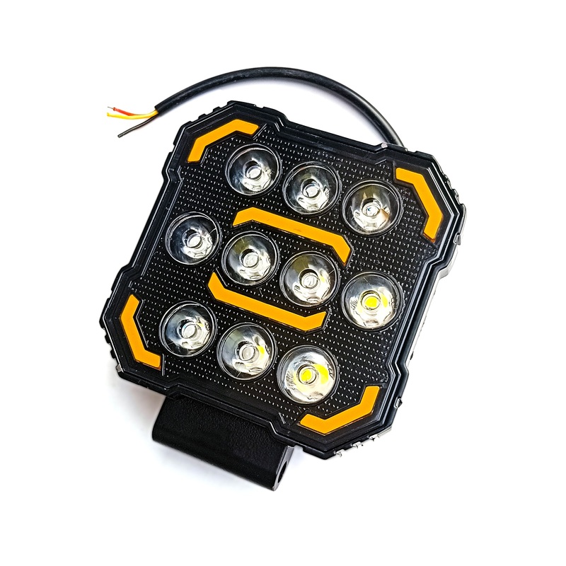 Auto Pearl Square 10-Led DRL Motorcycle Off-Road Vehicle Light Auxiliary White & Yellow 12V-24W (Pack of 1)