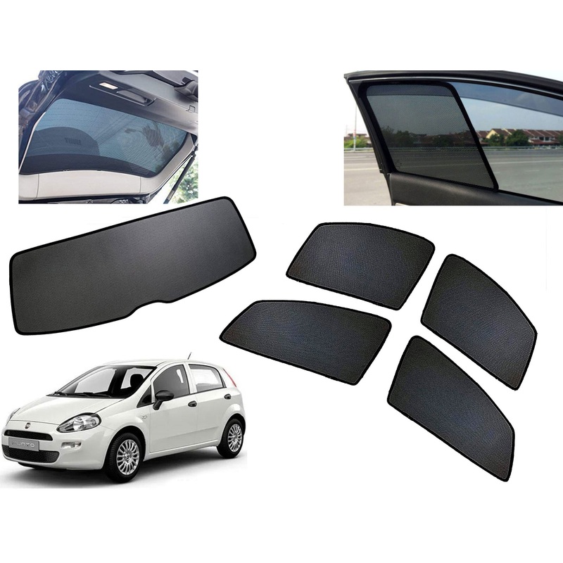Z-Black Car Window Plug-in Half Sun Shades & Rear Dicky Curtain (Combo) for Fiat