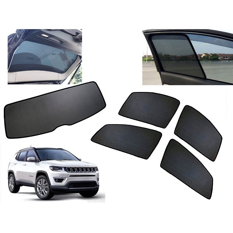 Z-Black Car Window Plug-in Half Sun Shades & Rear Dicky Curtain (Combo) for Jeep