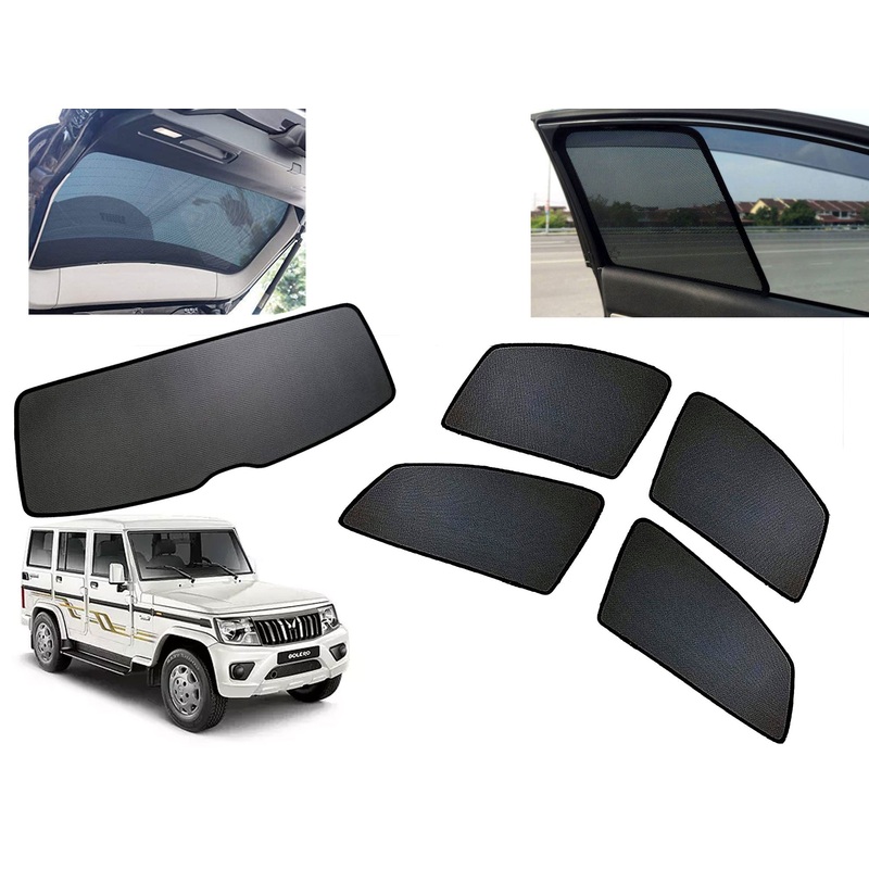 Z-Black Car Window Plug-in Half Sun Shades & Rear Dicky Curtain (Combo) for Mahindra