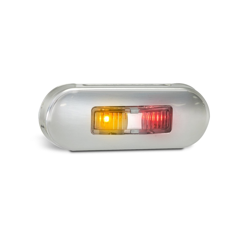 LED Autolamps 86ARM LED Amber/Red Side Marker Lamp with Clear Lens and Coloured LEDs – Brushed Steel Bezel