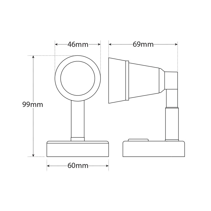 LED Autolamps RL60-12B LED Reading Light with Rotate, Tilt Adjust and On/Off Switch