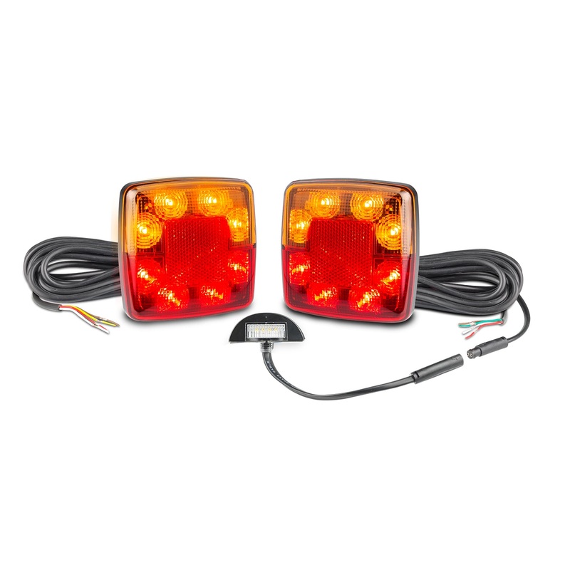 LED Autolamps 98BARLP2/5 5 Metre Small Square LED Trailer Lamp Kit with Reflex Reflector and Licence Plate Lamp – Stop/Tail/Indicator