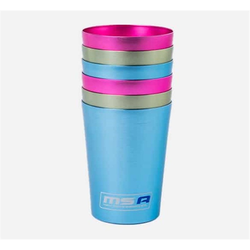 MSA 4×4 Accessories Set of 6 Anodised Aluminium Travel Cups with Canvas Storage Bag – TC6