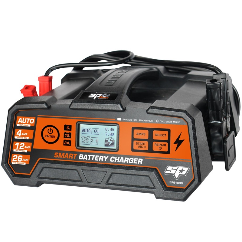 SP Tools Smart Battery Charger – 8 Stage Multi Volt – 6, 12 & 24v – 26A – SP61086 (click & collect only)
