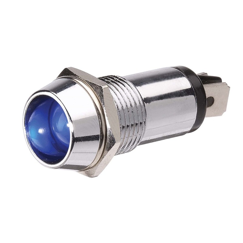 Narva 62093BL 12 Volt Chrome Pilot Lamp With Blue Led