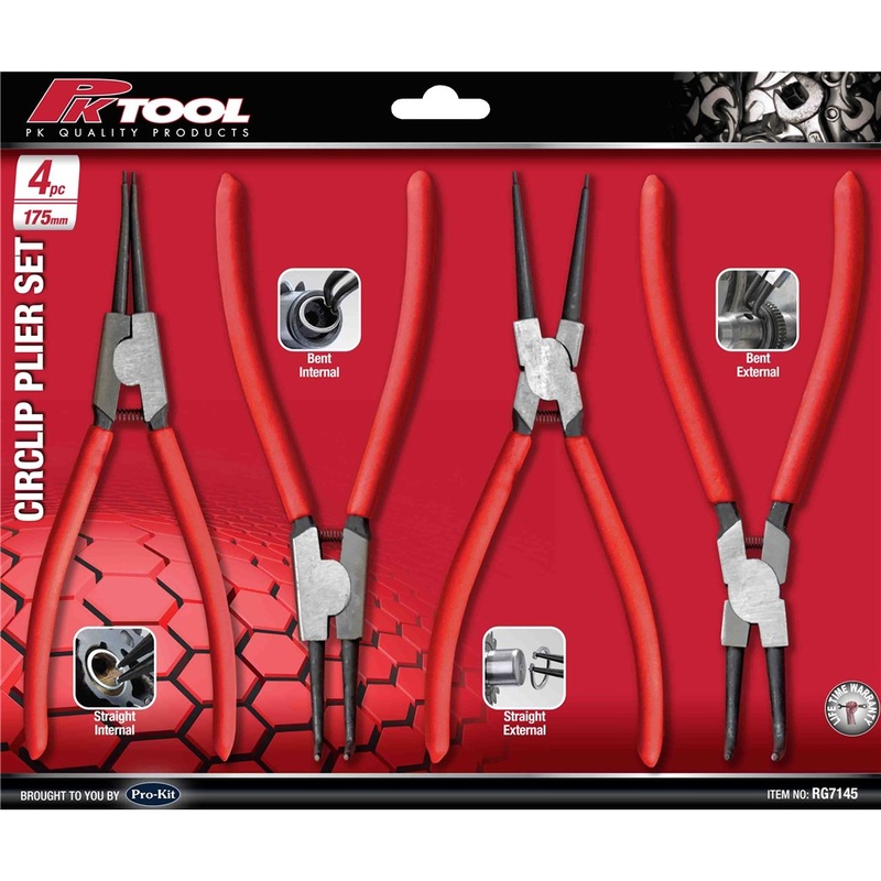 PKTool Straight & 90 Nose Circlip Plier Set 4 Piece – 175Mm 7 – RG7145