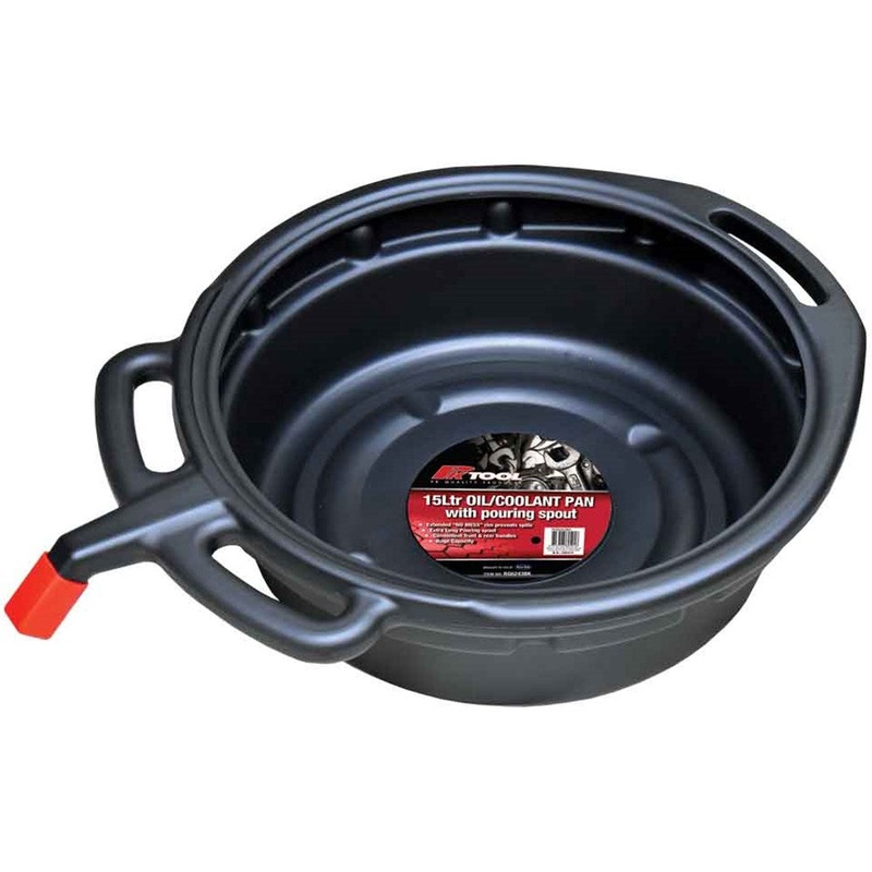 PKTool 15L Anti-Spill Oil and Fluid Drain Pan – Black – RG6243BK