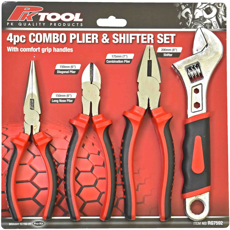 PKTool 4 Piece Plier and Adjustable Shifter Wrench Set – RG7592