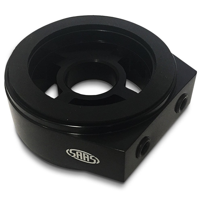 SAAS Billet Oil Filter Sandwich Plate – Black – SGAP1