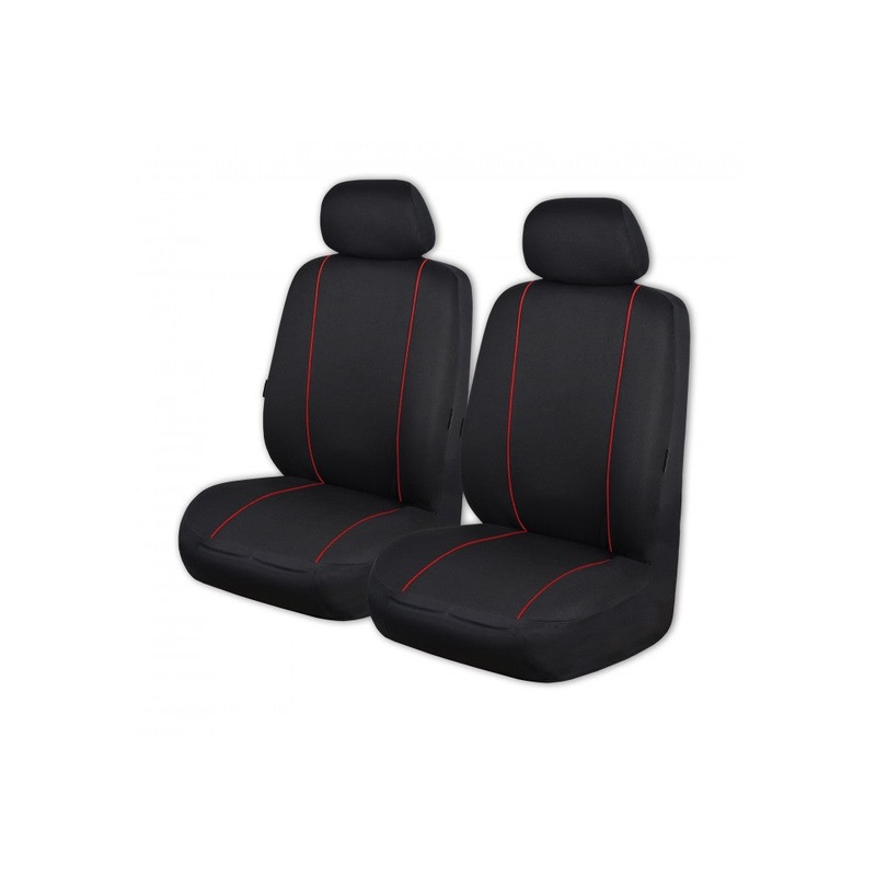 MyCar Pinnacle Universal Front Seat Covers Size 30/35 – Black with Red Piping – PINA3505