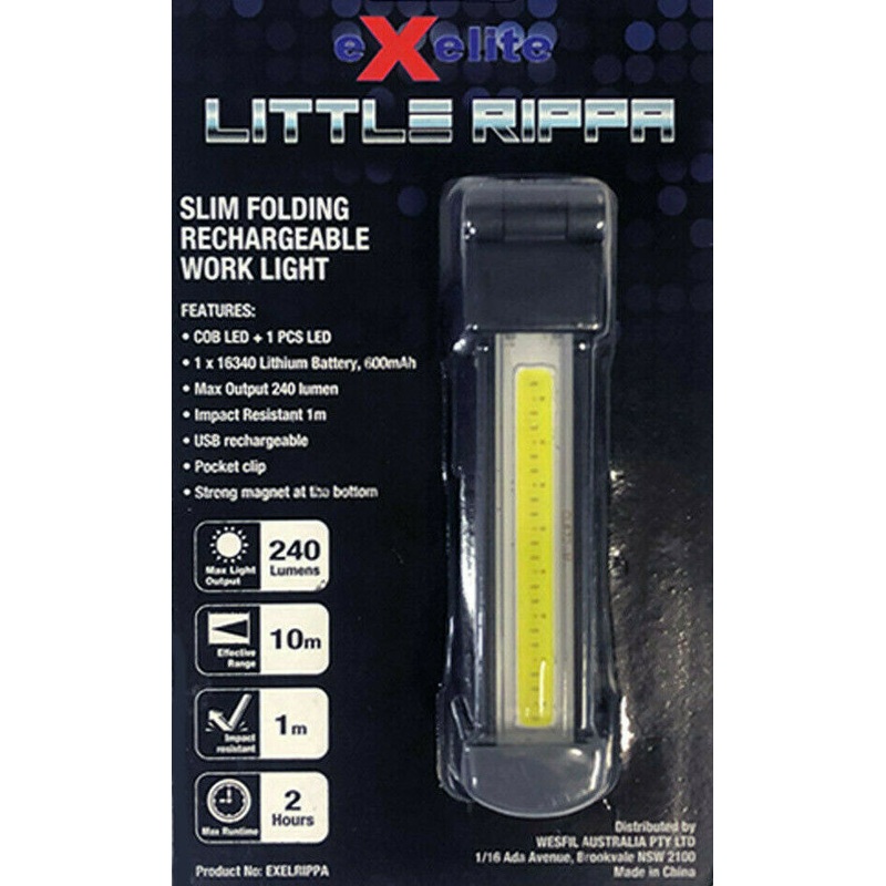 Exelite Little Rippa Slim Folding Rechargeable Worklight Torch – EXELRIPPA
