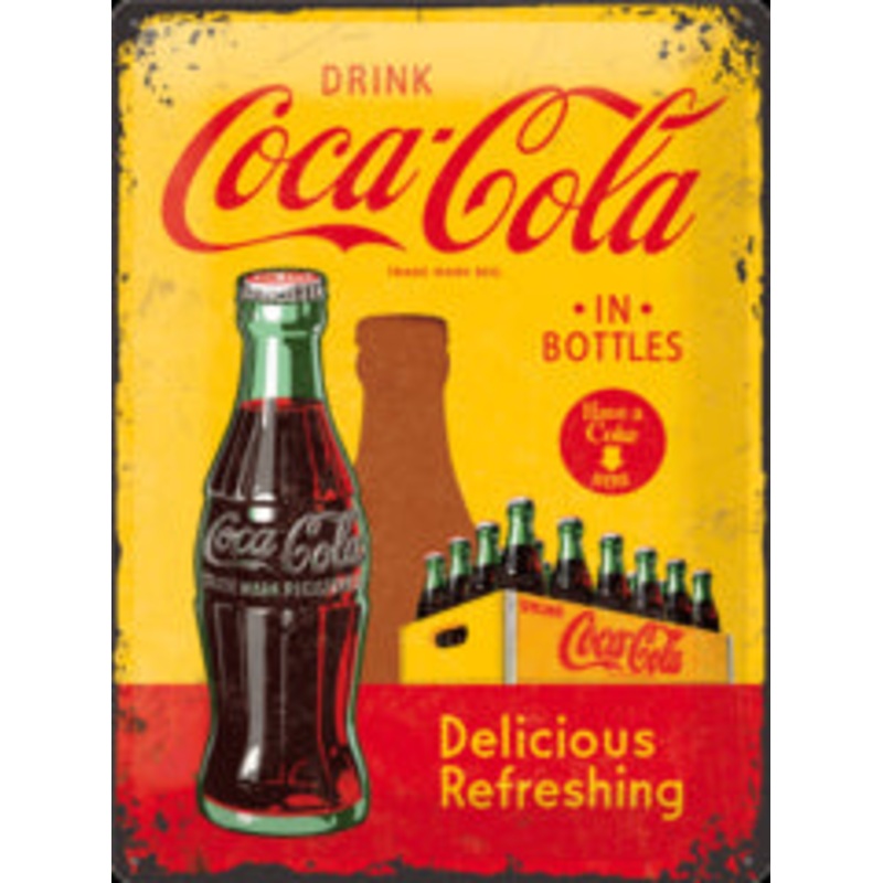 Nostalgic Art 30 x 40cm Metal Sign Coca-Cola In Bottles Yellow 23195 – 5123195