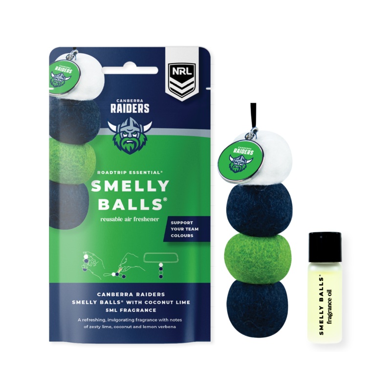 Smelly Balls Canberra Raiders Inspired Reusable Air Freshener Starter Set – NRL445AJ
