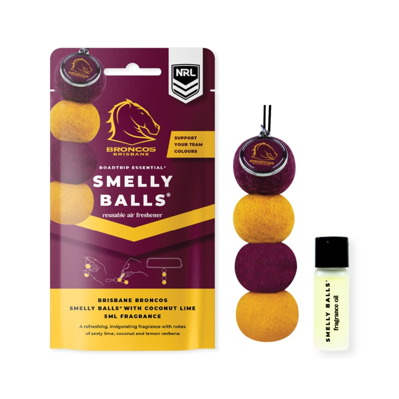 Smelly Balls Brisbane Broncos Inspired Reusable Air Freshener Starter Set – NRL445AA