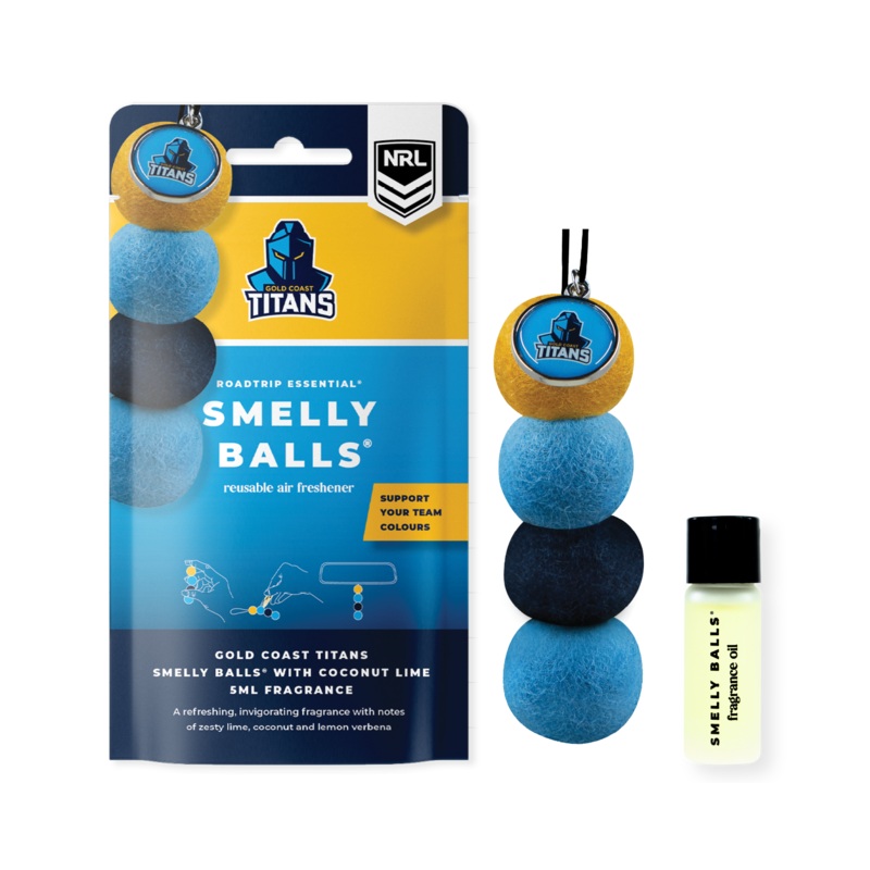 Smelly Balls Gold Coast Titans Inspired Reusable Air Freshener Starter Set – NRL445AP