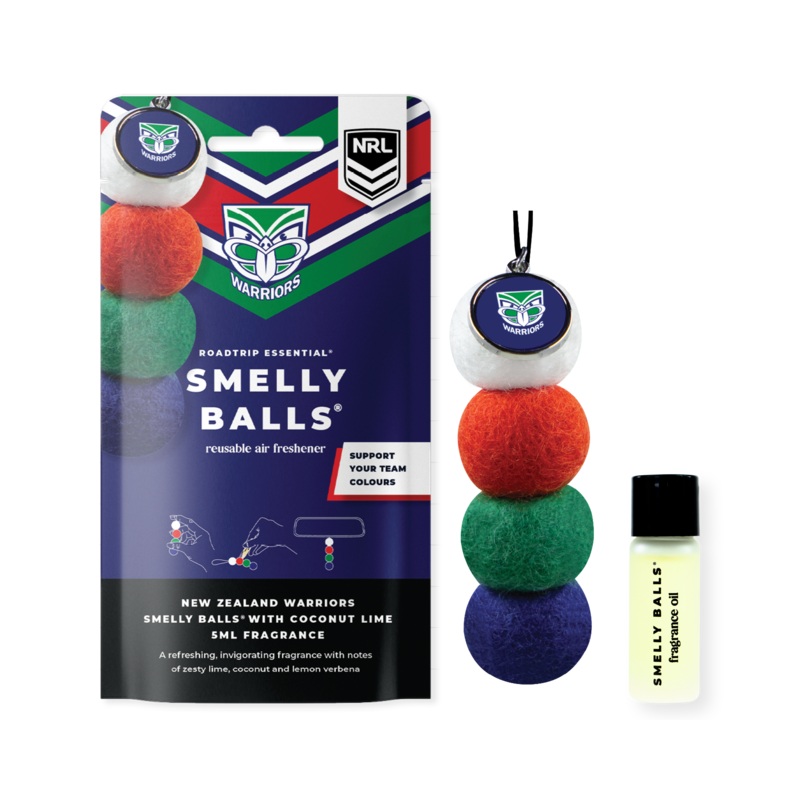 Smelly Balls New Zealand Warriors Inspired Reusable Air Freshener Starter Set – NRL445AO