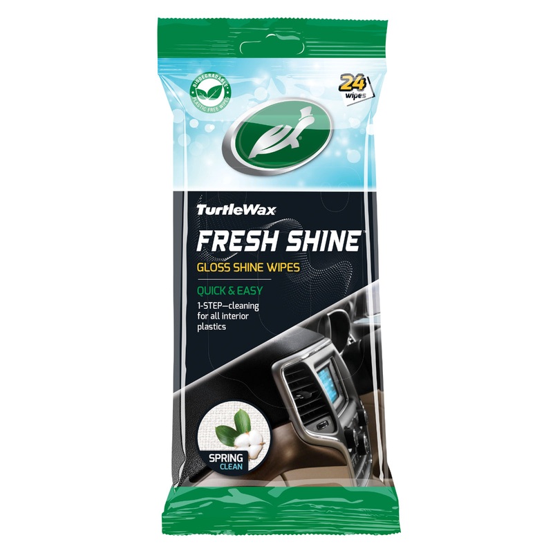 Turtle Wax Fresh Shine 1 Step Gloss Wipes for Plastic Interior Trims – 24 Pack – 103301