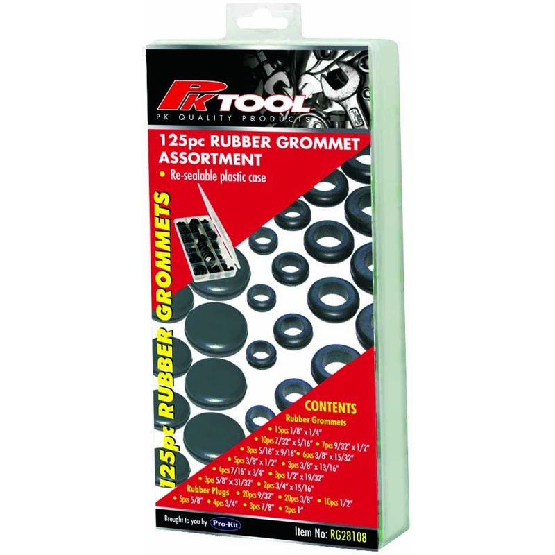 PKTool 125pc Rubber Grommet Washer Assortment – RG28108 (Pickup Only)