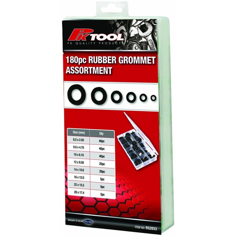 PKTool 180pc Rubber Grommet Assortment – RG2833 (Pickup Only)
