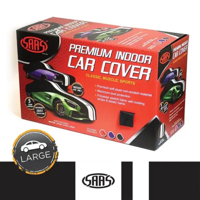 SAAS Car Cover Indoor Classic Large 5.0m Black With White Stripes – SC1012