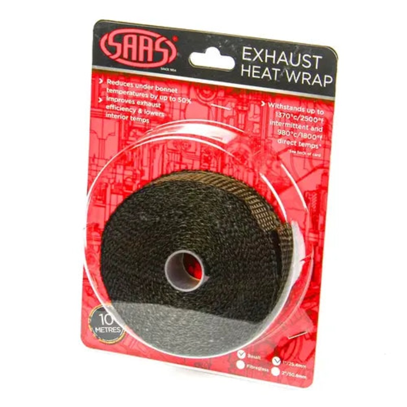 SAAS Exhaust Wrap Basalt Black 25mm (1in) x 10m – SHWT2510B