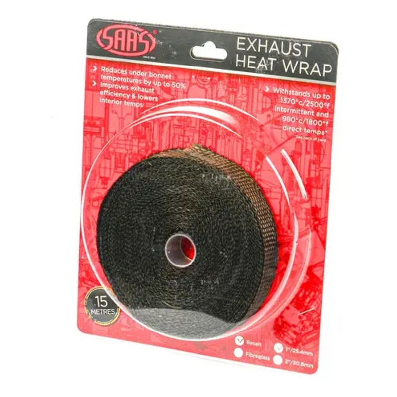 SAAS Exhaust Wrap Basalt Black 25mm (1in) x 15m – SHWT2515B