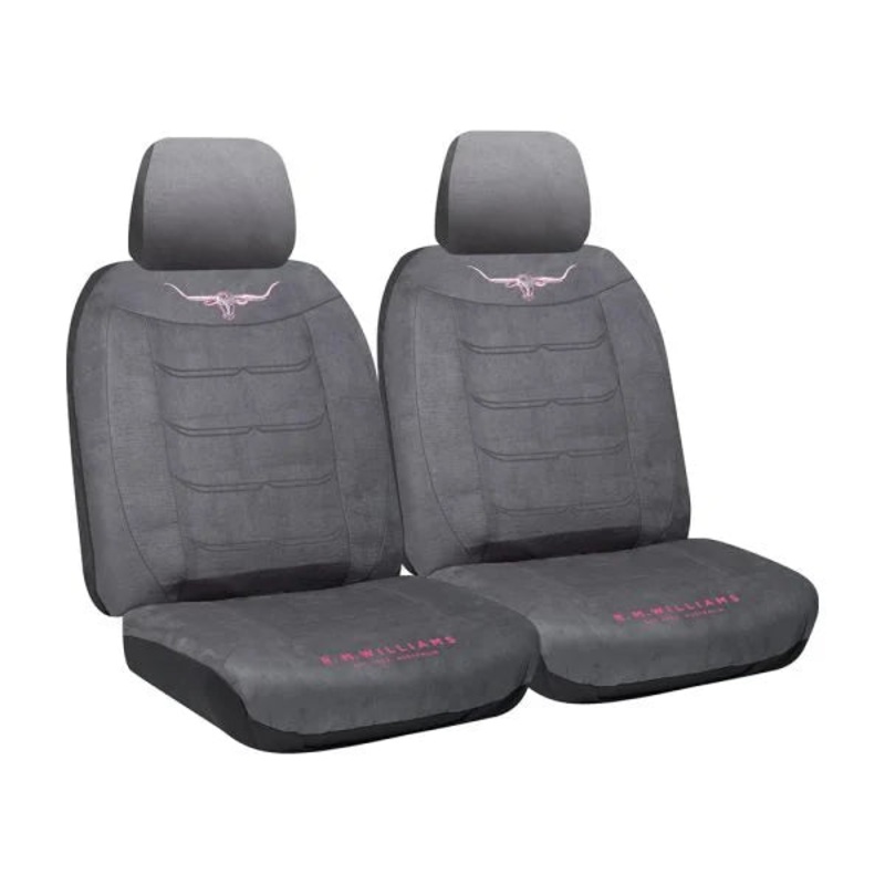 RM Williams Suede Velour Seat Covers Jillaroo Grey / Pink Size 30 – VLRMWJBX-GRY30