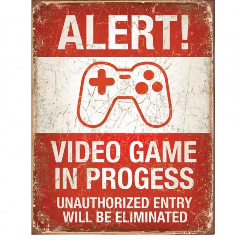 Alert! Video Game in Progress Metal Sign Reproduction 32cm x 41cm – MSI2037