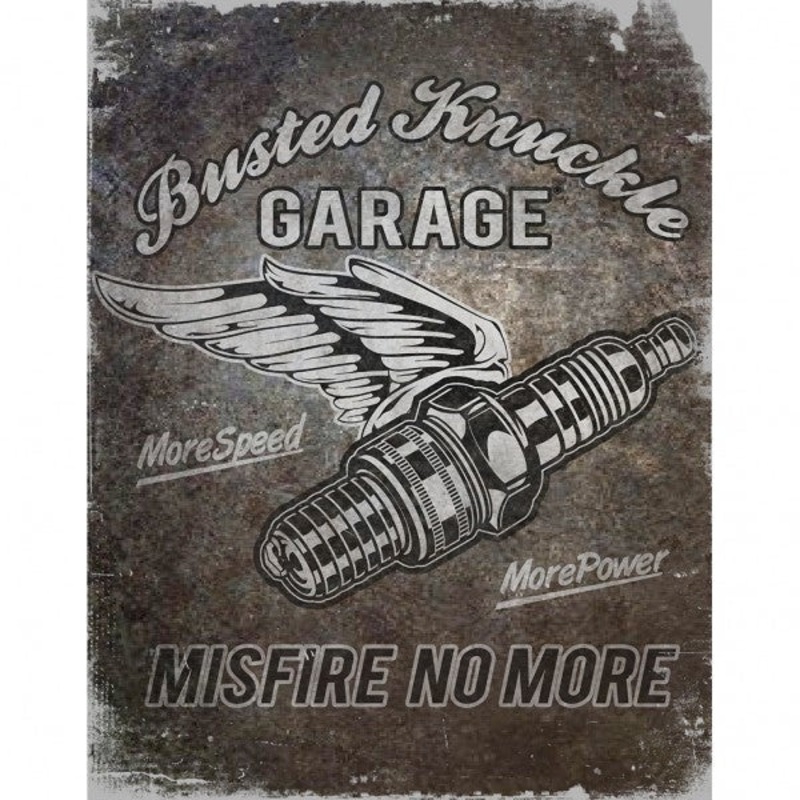 Busted Knuckle Garage Spark Plug Metal Sign Reproduction 32cm x 41cm – MSI2558