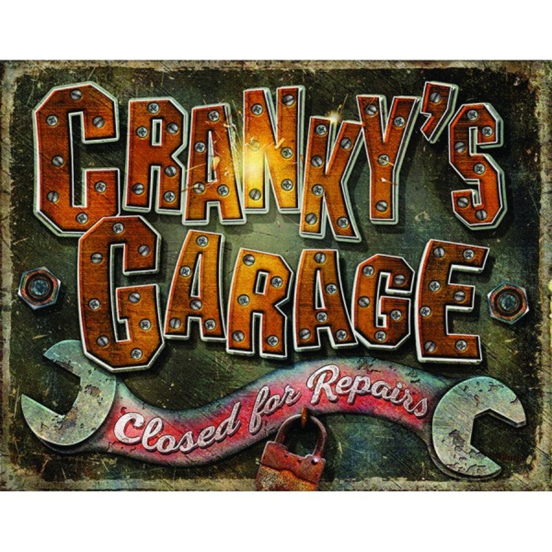 Crankys Garage Closed For Repair Metal Sign Reproduction 41cm x 32cm – MSI2379