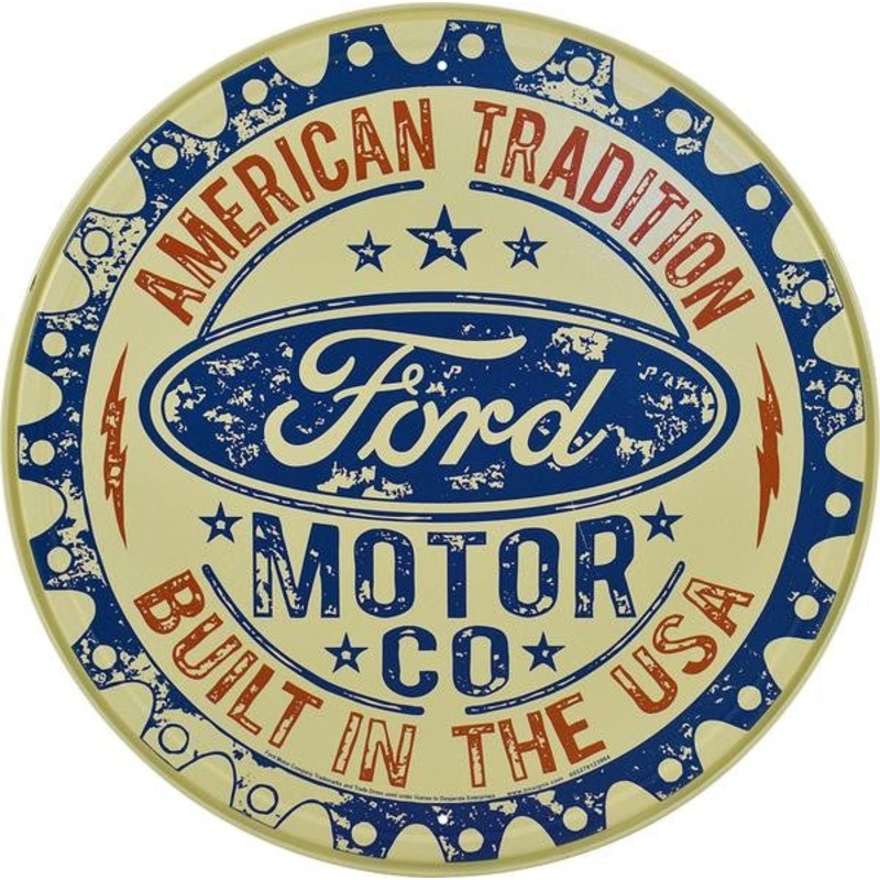 Ford Built in USA Metal Sign Reproduction 30cm Round – MSI2396