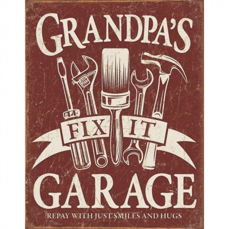 Grandpas Fix It Garage Metal Sign Reproduction 32cm x 41cm – MSI2264