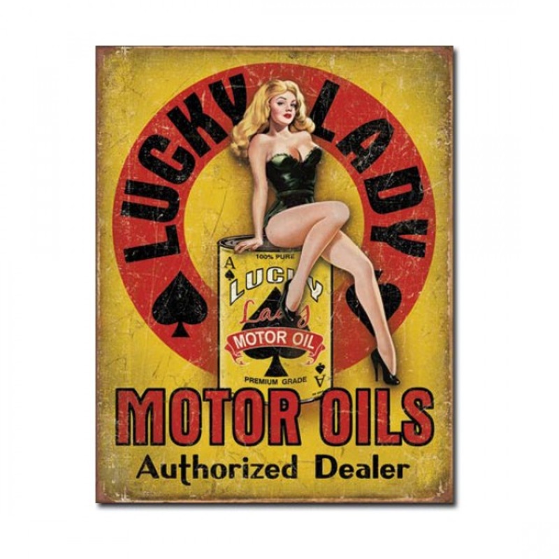 Lady Luck Motor Oils Authorized Dealer Metal Sign Reproduction 32cm x 41cm – MSI1998