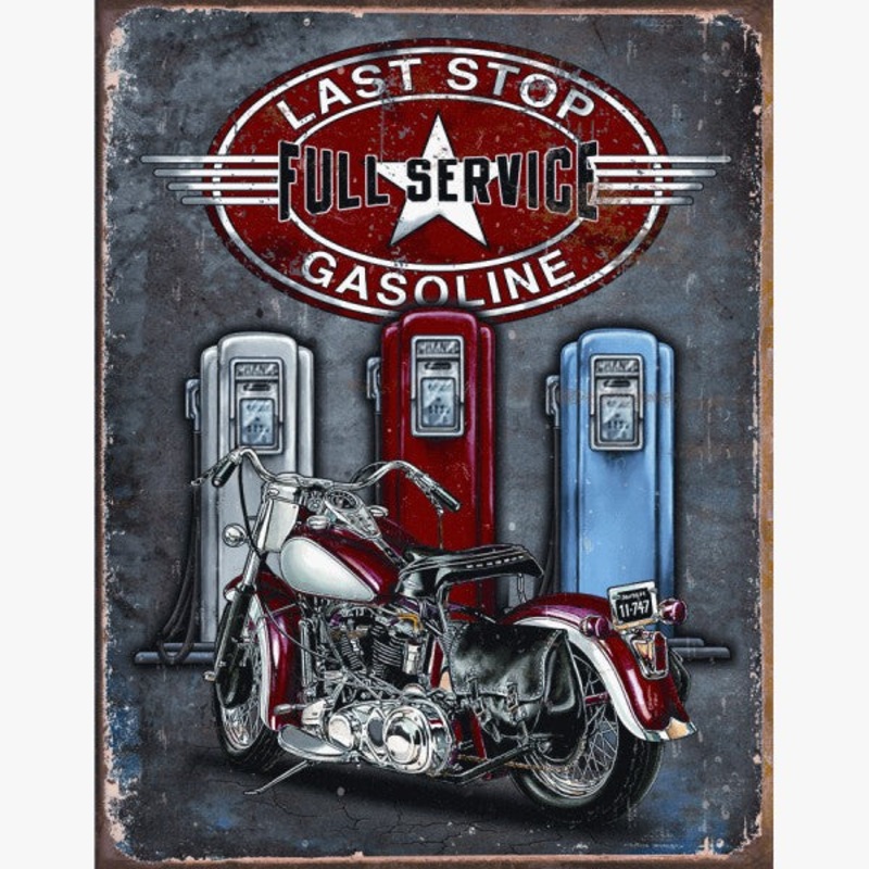 Last Stop Gasoline Full Service Metal Sign Reproduction 32cm x 41cm – MSI1566