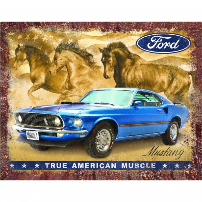 Mustang True American Muscle Metal Sign Reproduction 41cm x 32cm – MSI2470