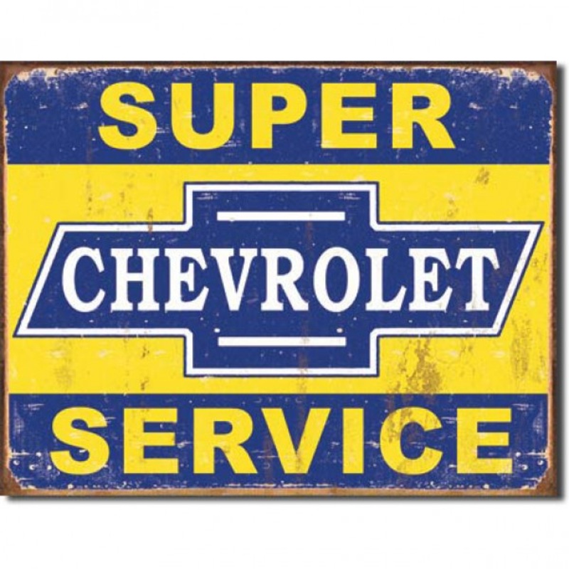 Super Chevrolet Service Weathered Metal Sign 41cm x 32cm – MSI1355
