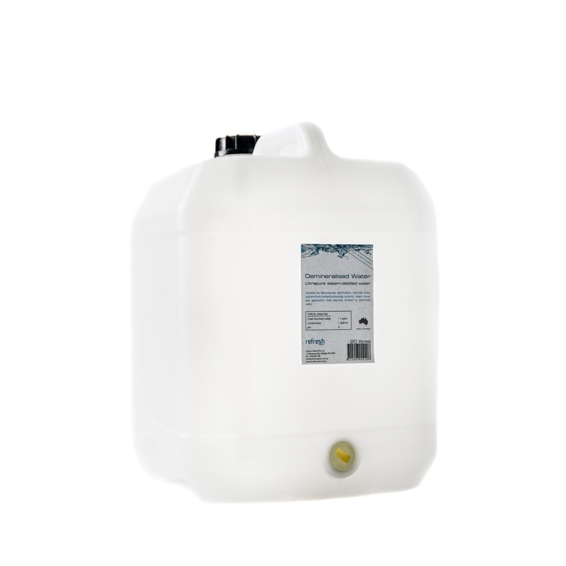 Refresh Demineralised Water 20L Ultra Pure Steam Distilled Water – S2192 (Bulky Item Freight Charges Apply)