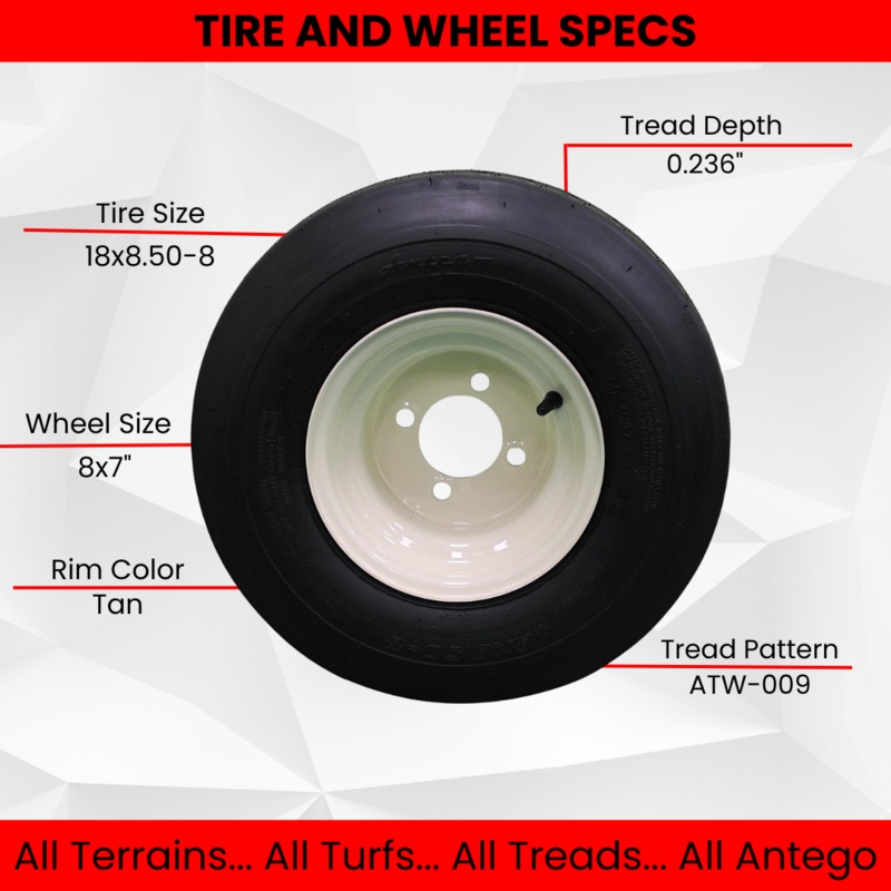 Set of Four 18×8.50-8 Tan Wheel Assemblies