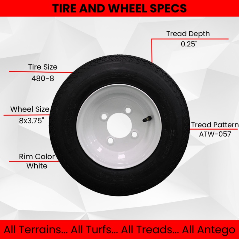 Set of Two 4.80-8 White Trailer Tire Assemblies