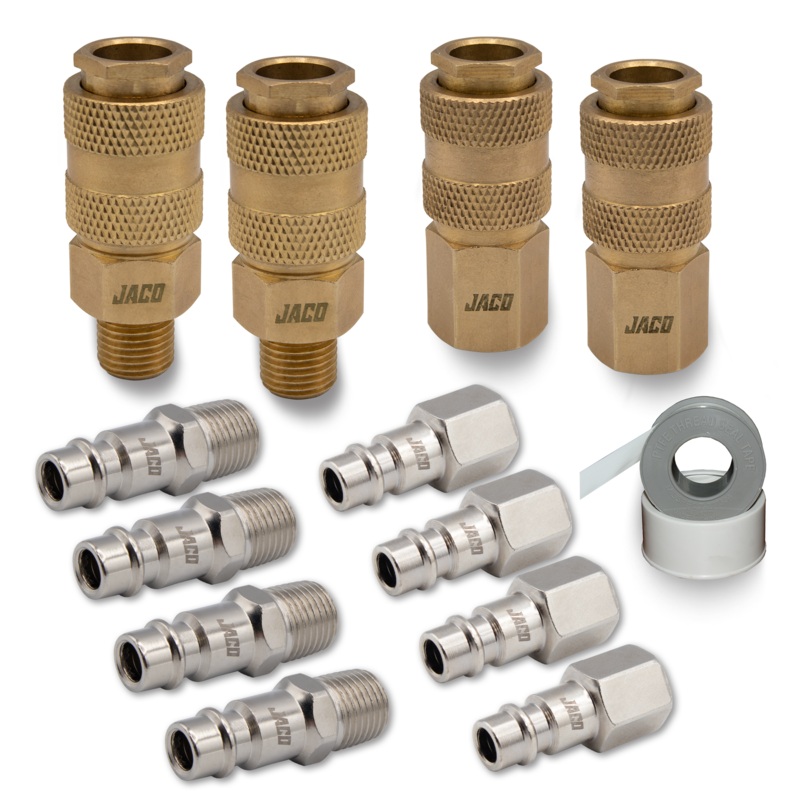Hi-Flo Quick Connect Air Fittings | Plug & Coupler Kit – 1/4 NPT (Set of 12)